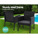 Gardeon 2PC Outdoor Dining Chairs Patio Furniture Rattan Lounge Chair XL Ezra ODF-CHAIR-TEA-XL-BK-2X