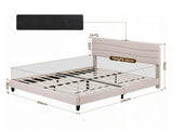 Artiss Queen Bed Frame with Storage Adjustable Headboard Platform Base Linen Fabric Charging Ports BFRAME-H-COZEY-Q-BG-AB