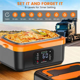 Portable 1L Cordless Electric Heated Lunch Box 16000mAh 60W 304 Stainless Steel Black& orange V201-ELB6080BOR8AU