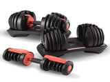 Powertrain 48kg Adjustable Dumbbells 15-in-1 Home Gym Weights Red DMB-BF1-024-2