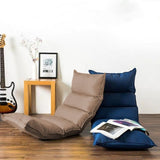 SOGA 4X Foldable Tatami Floor Sofa Bed Meditation Lounge Chair Recliner Lazy Couch Khaki LOUNGELEATHERKHAKIX4