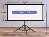 120in Portable and mobile projection screen with tripod stand, 169 HD format, suitable for home V1102-TYYPM005