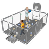 Grey Baby Playpen with Safety Gate V178-66816