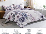 Floral Comforter Set, King Size, Purple Floral 3-Piece Bedding, Soft Microfiber for All Seasons V745-MAB010806AJ3