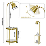 Creative Lamp End Table with Gold Shade - Modern Floor Lamp Accent Furniture & Dcor Lighting for V767-XJJ612-AU