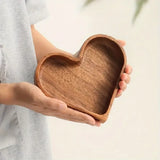 2PCS Natural Solid Wood Love-Shaped Tray, Hand-Polished Smooth & Skin-Friendly, Multi-Purpose Use. V1232-AXSNB-2JZ-001