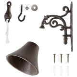 Outdoor Dinner Bell, Rustic Large Cast Iron Wall Mounted Metal Door Bell for Farm House Outside V1370-AZ4-18682