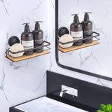 2 Pack Rectangular Bamboo Corner Shower Caddy Shelf Basket Rack with Premium Vacuum Suction Cup V178-36026