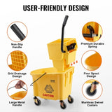 Mop Bucket with Wringer, 26 Qt. Commercial Mop Bucket with Side Press Wringer, Side-Press Mop Bucket V952-DJSDTBT2628QRG0VAV0