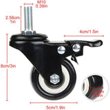 4 Swivel Casters 50Mm Furniture Transport Casters, 40Kg Load Capacity Each, M10 Screws V1188-MS-227-1084
