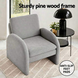 Artiss Armchair Accent Chair Lounge Tub Sofa Couch Curved Arm Seat Boucle Grey UPHO-E-ARM-02-TED-GY
