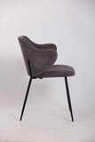 Set of 4 Dining Chairs with Corduroy Cord Fabric in Dark Grey Lincoln V563-68406_2X