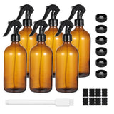 6PCS 500ml Empty Amber Glass Spray Bottle Set with Labels and Pen, Refillable Container for V1369-AZ3-W-08751