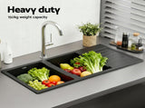 Cefito Kitchen Sink 116x50cm Granite Stone Sink Double Bowl Black SINK-STONE-A-11650-BK
