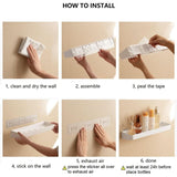 Set of 2 shower shelves, shower shelf without drilling, wall shelf with 6 removable hooks, for V1237-ZY-203-2946