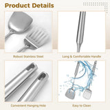 9PCS Stainless Steel Cooking Utensils, Kitchen Serving Utensil with Long Handle & Hanging Hole, V1369-AZ3-W-08640
