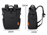 Black Urban Explorer Roll-Top Backpack - Water-Resistant Large Capacity Bag for Travel, Work & V888-ELOSUNG33382