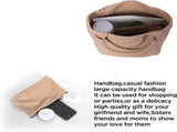Woven Tote Bag for Women Soft Leather Handbag with Pocket V1263-JX-3496