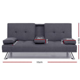 Artiss Sofa Bed 175CM Dark Grey Fabric SBED-E-R1C-GY