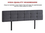 Linen Fabric King Bed Deluxe Headboard Bedhead - Grey V63-821443