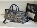 Dark Blue Stylish Geometric Pattern Travel Duffel - Large Capacity Lightweight Weekender & Gym V888-ELOSUNG27485