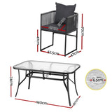 Gardeon 5PC Outdoor Dining Set Table and Chairs Patio Furniture Garden Bistro Set Black FF-DINING-ROPE-140-5PC