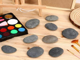 9Pcs Flat Grey Stones River Rocks for Craft Painting Aquarium and Outdoor Use V1366-AZ2-W-26156