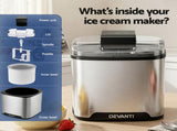 Devanti Ice Cream Maker Machine 2L Homemade Gelato Sorbet Frozen Drinks Sliver ICM-A-SFS02-BK