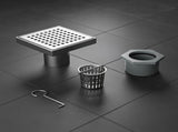 10x10cm Square Shower Drain with Grid Pattern Grate 304 Stainless Steel, CUPC Certified with Hair V63-955561