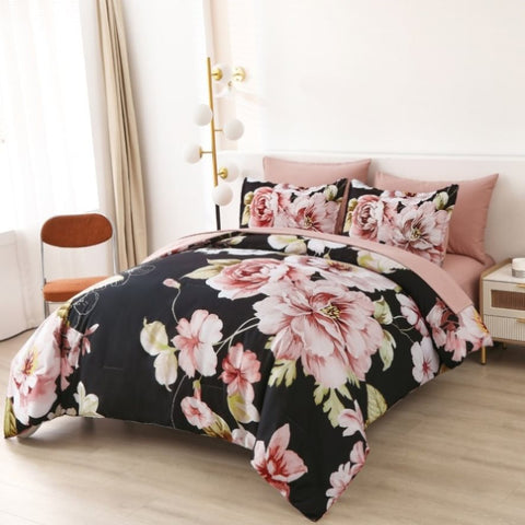 Soft Warm Floral Comforter Set, King Size, Ultra-Plush Bedding with Pillowcases V745-MAB010933AJ3