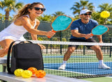 Fiberglass Pickleball Paddle Set - Orange Swirl Design with Turquoise Edge and Grip, 2 Paddles with V888-ELOSUNG57469