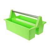 Green Plastic Cleaning Supplies Basket with Handle and Two Compartments for Easy Organization V1369-AZ3-W-20625
