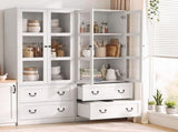 Artiss Buffet Sideboard Cabinets X2 180cm Hutch Storage Kitchen Clear Door White FUR-C-GLASS-SID180-WH-ABCX2