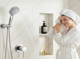 Cefito 4.5" Handheld Shower Head Round with Wall Bathroom Mixer Silver SHOWER-A4-RO-SI-MIXER-RO