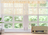 Beige Crochet Window Curtain Tassels Simple Installation for Home V1370-AZ4-14984