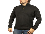 100% SHETLAND RAGG WOOL Half Zip Up Knit JUMPER Pullover Mens Sweater Knitted - Plain Black - 3XL V563-SW-HZ-FBK99B-3XL