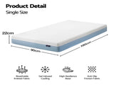 Giselle 22cm Cooling Gel Memory Foam Mattress Single Medium Firm FOAM-C-MFM-H022-S