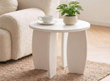 Artiss Round End Table High-Gloss Small Coffee Table Side Bedside Nightstand 40x45cm Cream white FUR-S-COF15-WH