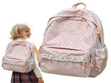1Pcs 16.93in Cute Polka Dot Coquette Aesthetic Backpack, Lace Trim Water Resistant Nylon Daypack, V1366-AZ2-W-21383