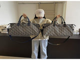 Black Stylish Geometric Pattern Travel Duffel Bag - Large Capacity Lightweight Weekender & Gym Bag V888-ELOSUNG27484