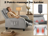 Artiss Massage Recliner Chair Small Recliner Sofa for Adults Fabric Grey RECLINER-A1-MSG-GY