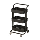 3 Tier Rolling Cart Minimalist Style Sturdy Carbon Steel Mobile Utility Cart for Kitchen Bathroom V1294-YM0901-3117240234911