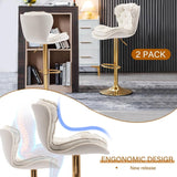 SERENIT Swivel Bars Set of 2 Counter Height Barstools with Back Velvet Upholstered Adjustable V255-GP2210R-IVORY