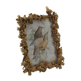 Antique Gold Photoframe w Perched Bird 17cm V637-19719PFR