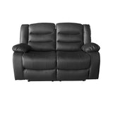 2 Seater Recliner Sofa In Faux Leather Lounge Couch in Black V43-REC-FAN2RBL