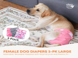 Rooster Farms Female Dog Diapers Large 3Pk - Washable Reusable Nappies Hook/Loop V238-SUPDZ-41365731442768
