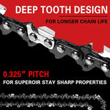 X-BULL 20'' Chainsaw Bar and Chain 0 .325 Pitch Gauge 76 Link Universal V211-AUEB-HGT011