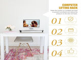Ergonomic Wooden Computer Screen Riser - White, Home Office Essential V1192-AZ-W-24913