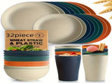 32Eco-Friendly Wheat Straw Dinnerware Stackable Design with Natural Texture, Illuminating the V1102-XMJTZ002