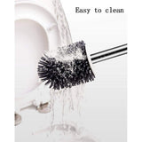 Toilet Brush and Holder, Toilet Bowl Brush and Holder with Long Handle, Plastic Holder Easy to Hide, V1192-AZ-W-13602